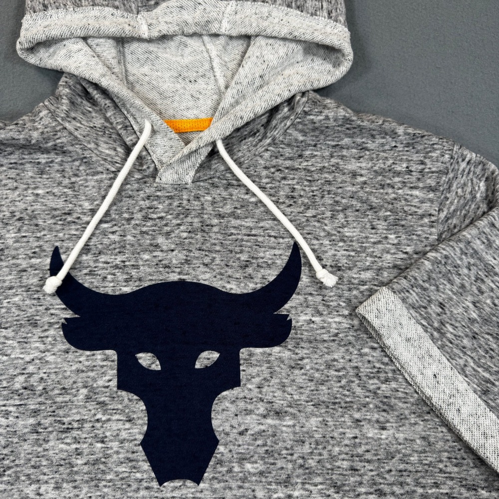 Under Armour Project Rock Brahma Bull Short Sleeve Hoodie Gray Mens Large